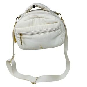 Isaac Mizrahi New York Cream With Mauve Lining Crossbody Bag Purse Softbody